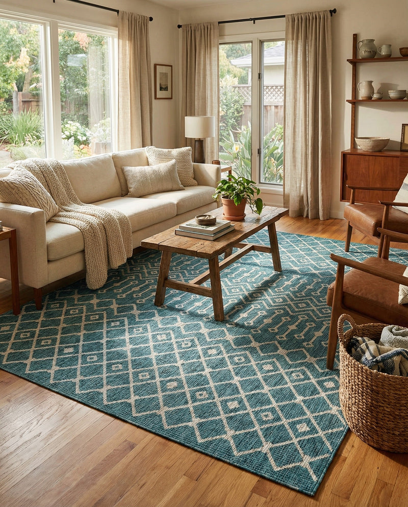 Savannah Pergola Collection Area Rug -  Pergola (Teal) Rectangle Teal  lifestyle 6