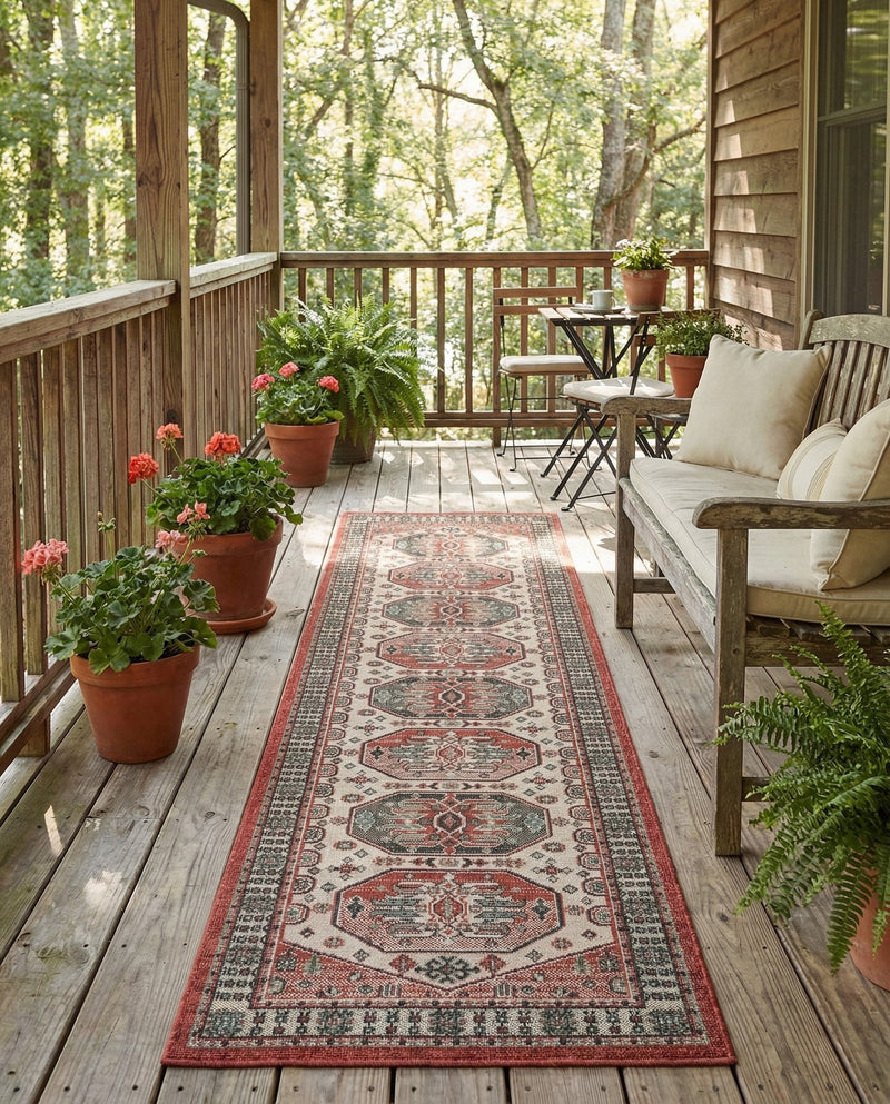 Patio Heritage Collection Area Rug - Veranda Runner Multi  lifestyle 64