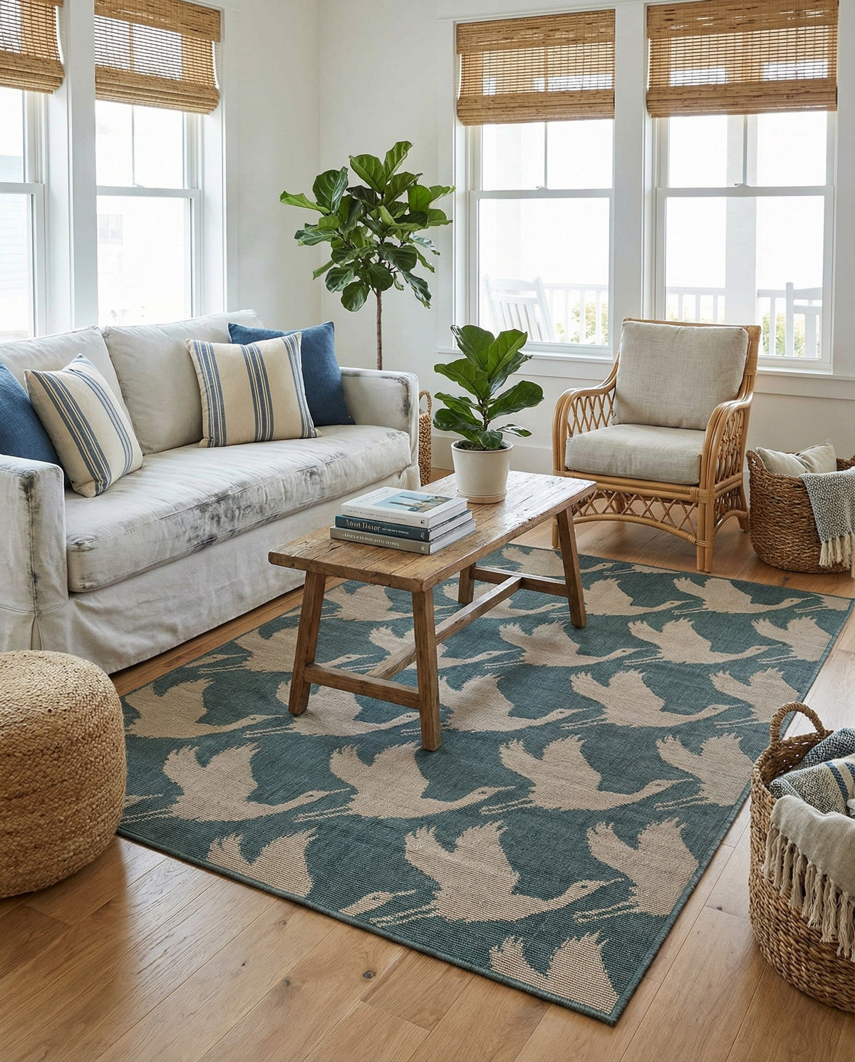 Seaside Haven Rugs Collection Area Rug -  Pelican Rectangle Stone Blue  lifestyle 14