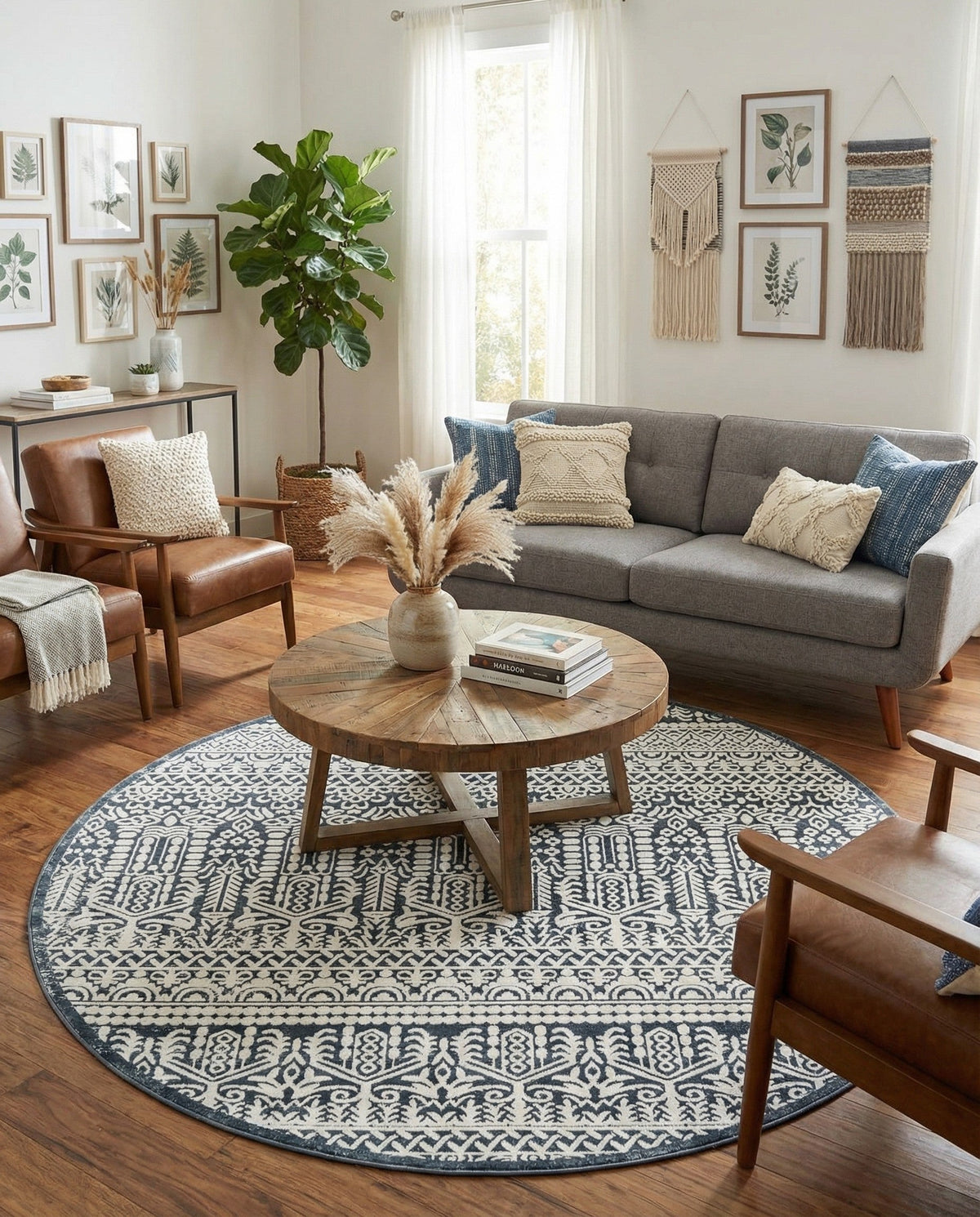 Metro Heights Collection Area Rug -  Chelsea Round Blue  lifestyle 110