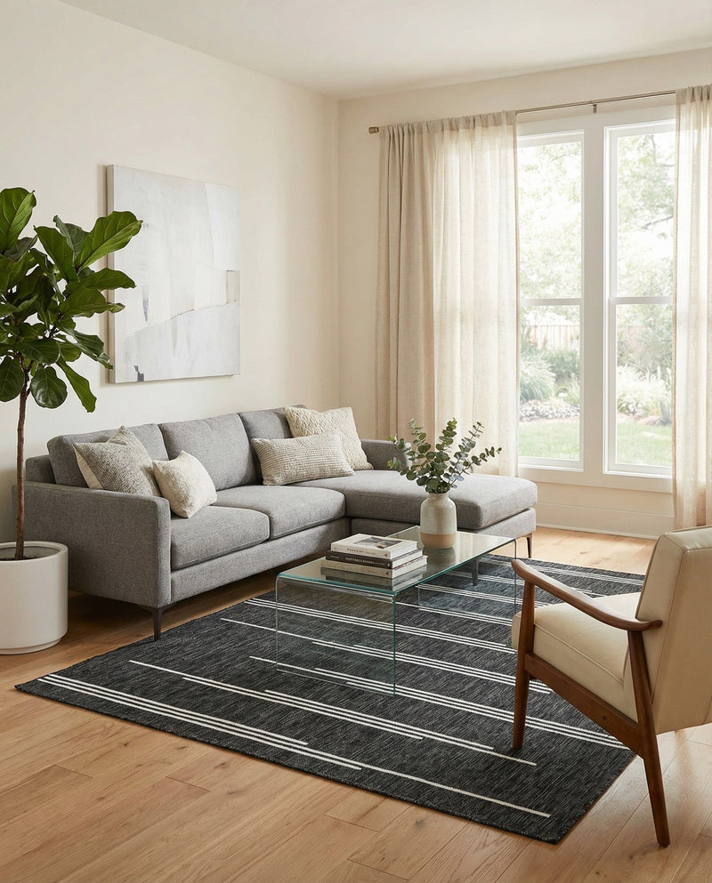 Urban Terrace Collection Area Rug -  Brooklyn Rectangle Black and White  lifestyle 44