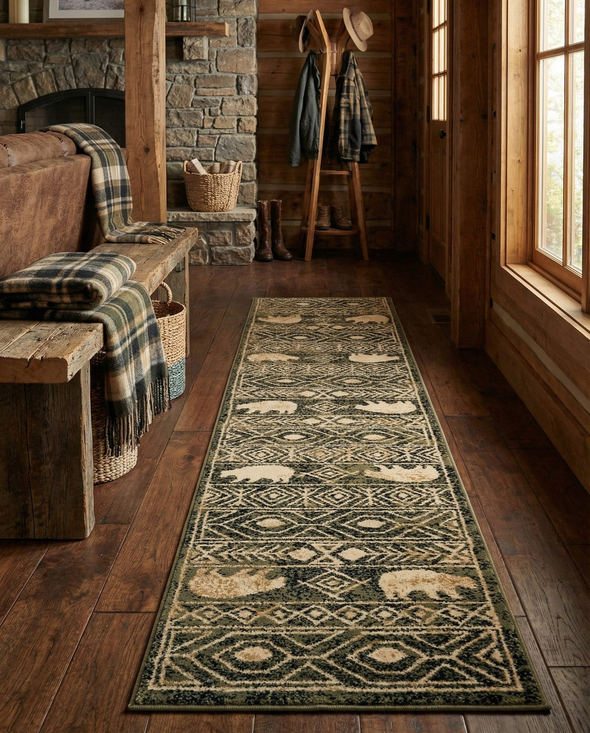 Frontier Trails Collection Area Rug -  Sedona Runner Green  lifestyle 119