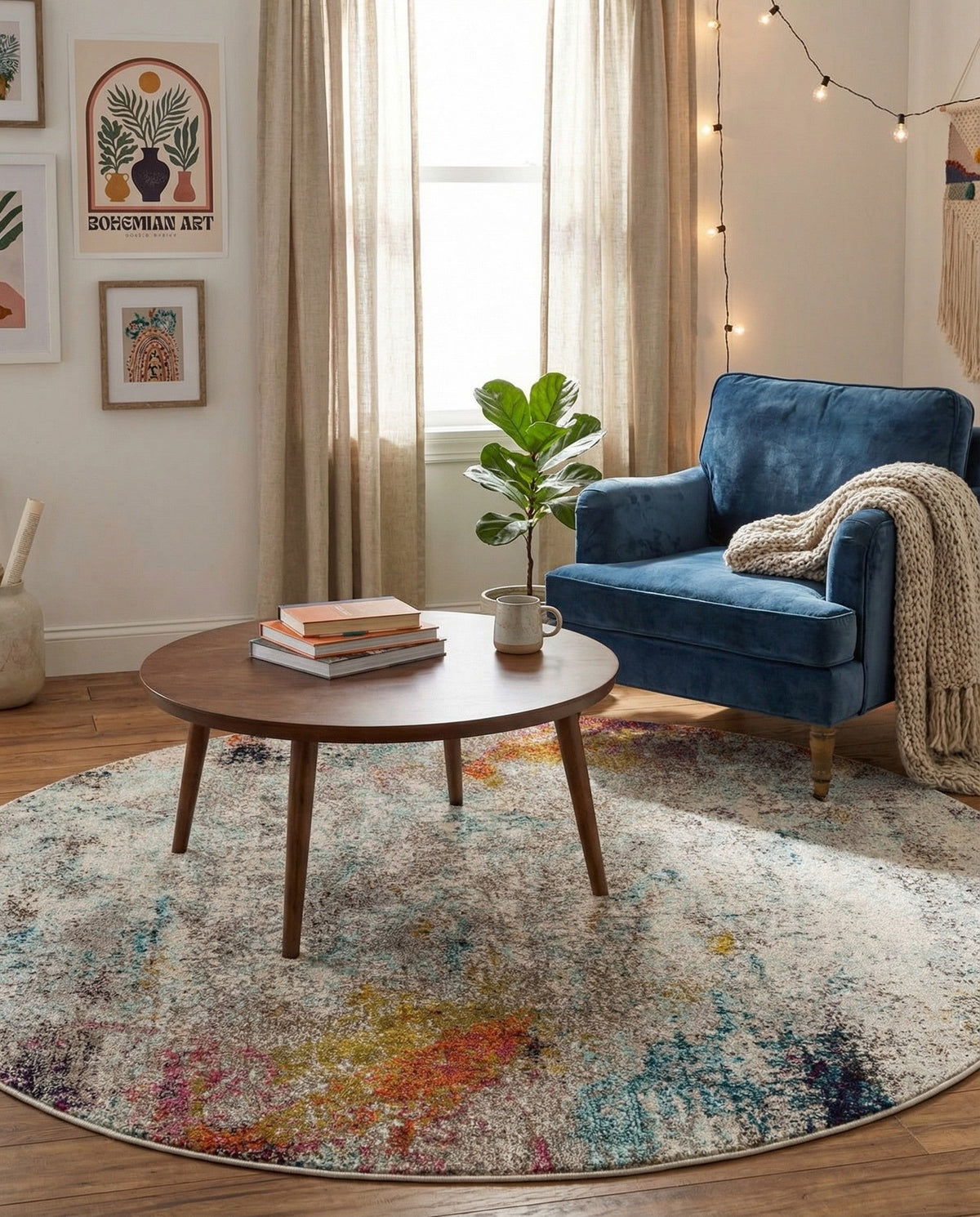 Chromatic Oasis Collection Area Rug -  Azure Round Beige  lifestyle 106