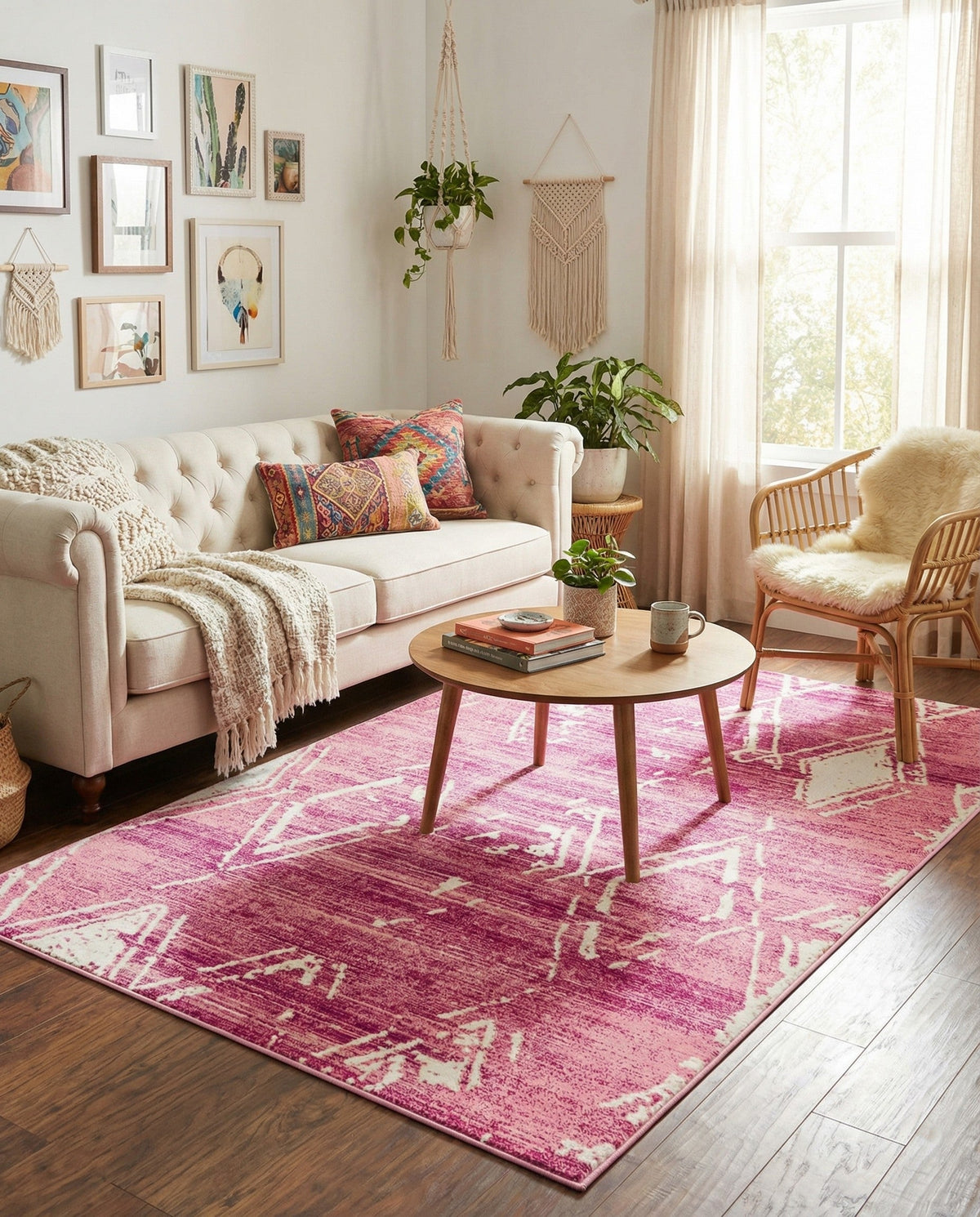 Metro Heights Collection Area Rug -  Madison Rectangle Pink  lifestyle 43