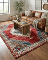 Patio Heritage Collection Area Rug -  Alcove Rectangle Red and Navy Blue  lifestyle 25