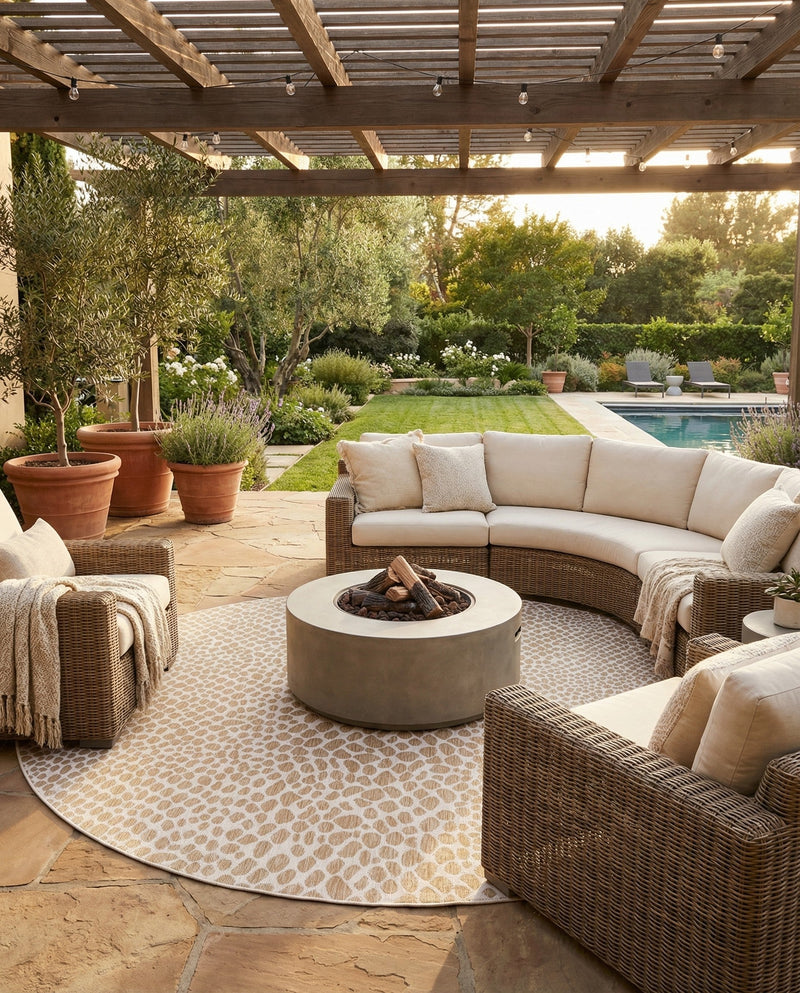 Urban Oasis Rugs Collection Area Rug -  Terrace (Dark Beige) Round Dark Beige  lifestyle 69