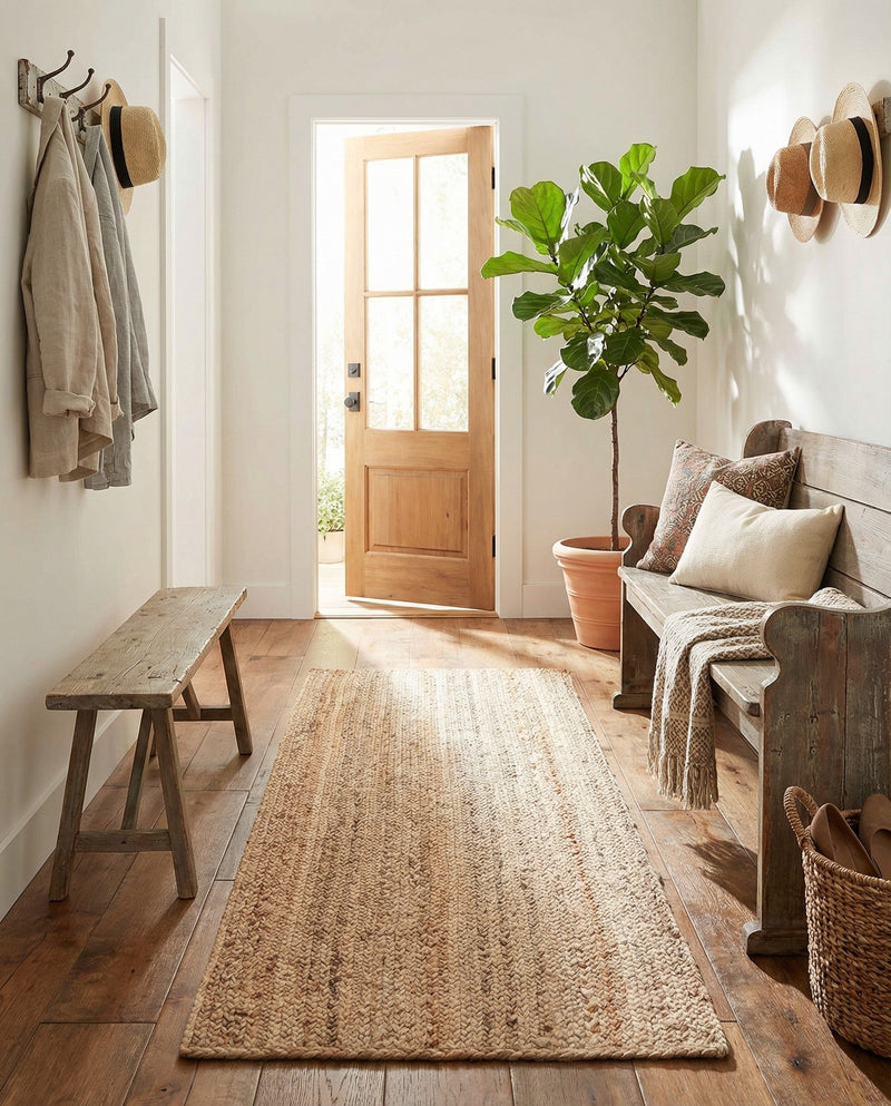 Woven Seaside Jute Collection Area Rug - Savannah (Natural) Runner Natural  lifestyle 56