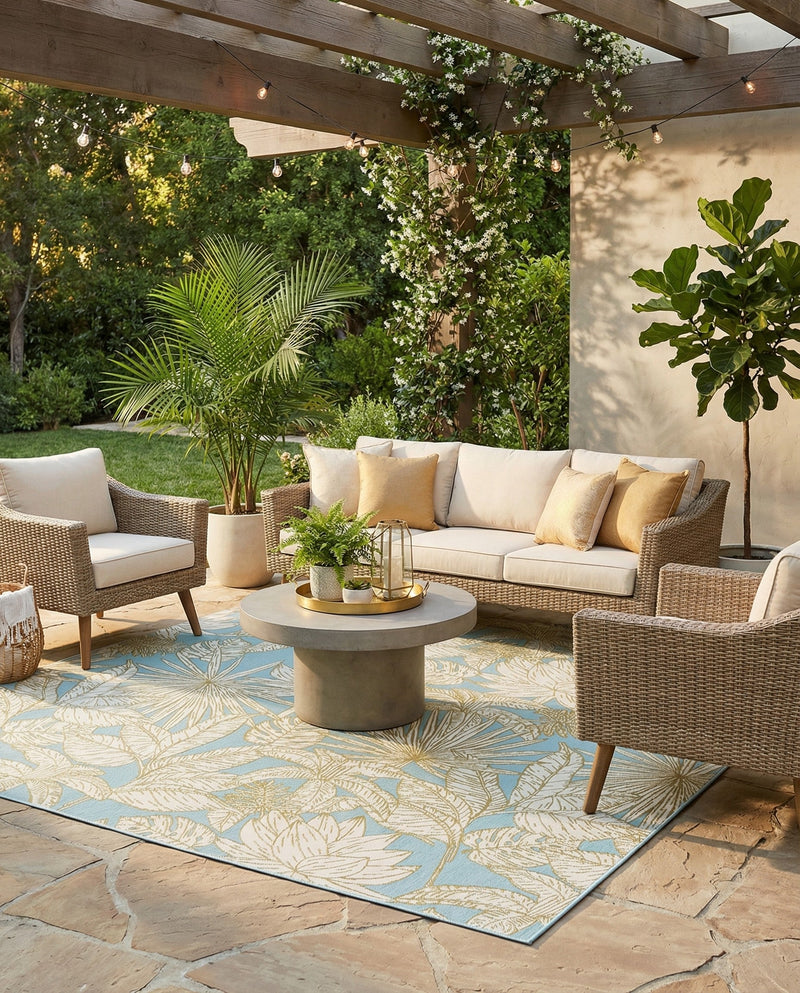 Seaside Blooms Collection Area Rug -  Shalimar Square Soft Blue  lifestyle 69
