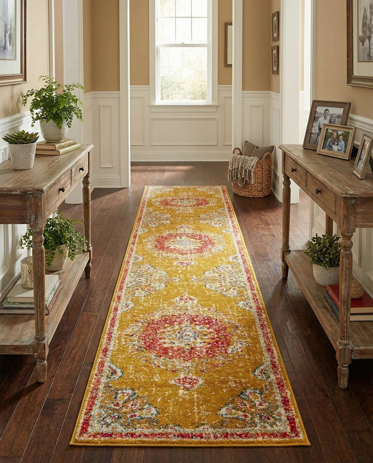 Brighton Terrace Collection Area Rug - Hove (Gold) Runner Gold  lifestyle 106