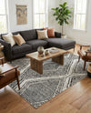 Marrakech Mosaic Collection Area Rug -  Medina Rectangle Black and White  lifestyle 10
