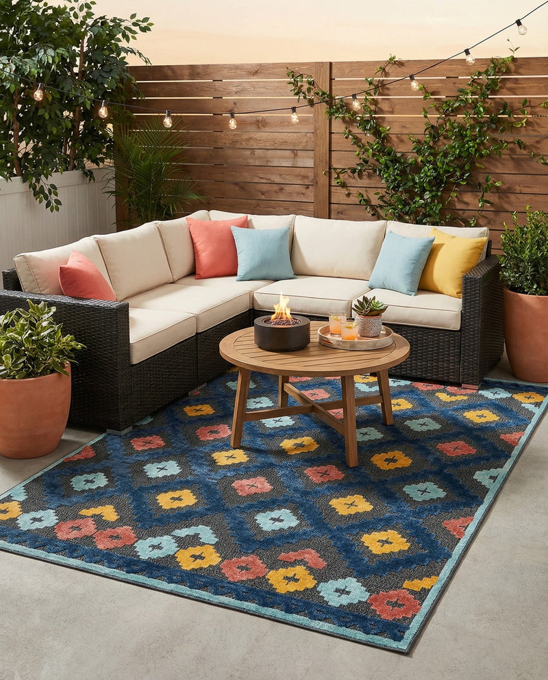 Caribbean Terrace Collection Area Rug -  Tobago Rectangle Charcoal  lifestyle 23