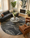 Seaside Blooms Collection Area Rug -  Evergreen (Ivory Charcoal) Round Ivory Charcoal  lifestyle 37
