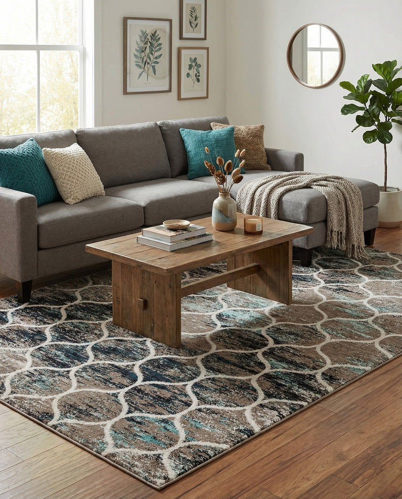 Trellis Mosaic Collection Area Rug -  Pergolatown (Blue Multi) Rectangle Blue Multi  lifestyle 3