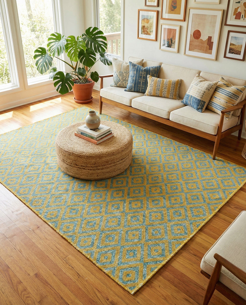 Urban Oasis Rugs Collection Area Rug -  Rooftop (Yellow and Aqua) Rectangle Yellow and Aqua  lifestyle 19