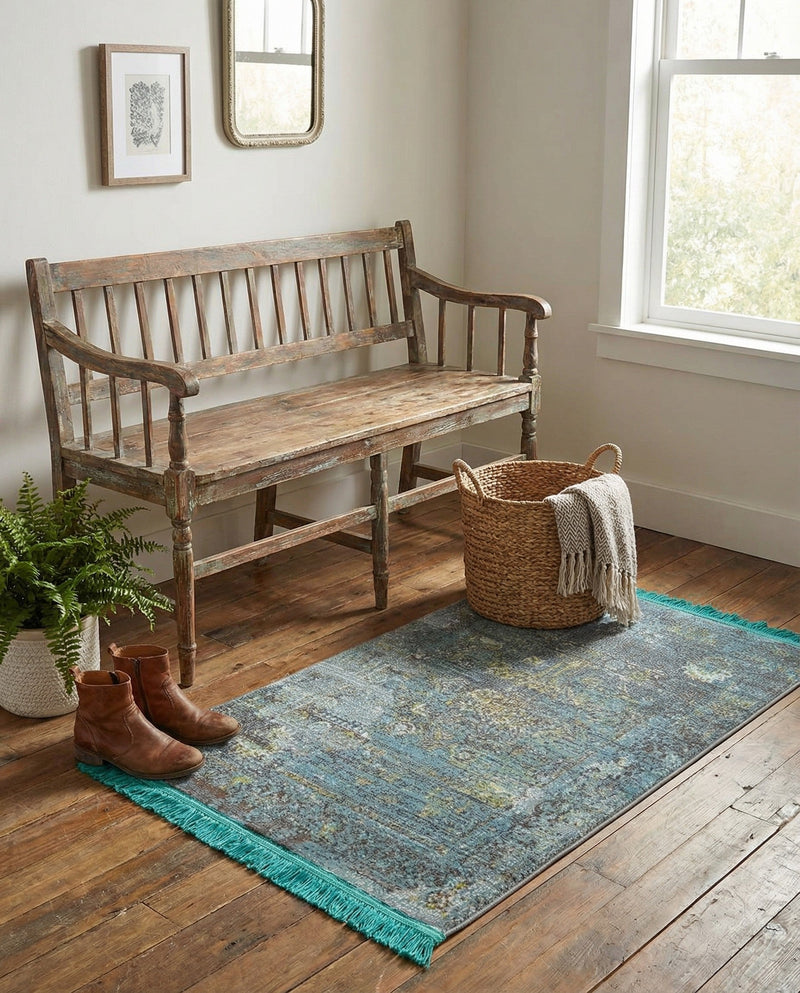 Caribbean Breeze Collection Area Rug -  Martinique Rectangle Turquoise  lifestyle 11
