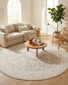 Tribal Terrace Treasures Collection Area Rug -  Incan Isle (Light Gray) Round Light Gray  lifestyle 46