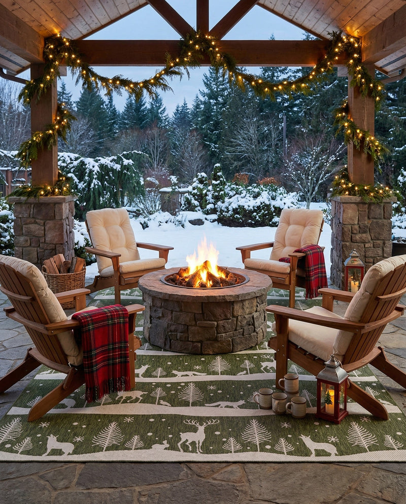 Garden Festivity Collection Area Rug - Evergreen Rectangle Green  lifestyle 20