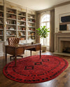 Samarkand Elegance Collection Area Rug -  Zarafshan Oval Red  lifestyle 73