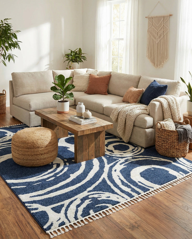 Sahara Chic Collection Area Rug -  Nubia Rectangle Blue  lifestyle 51