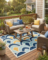 Caribbean Terrace Collection Area Rug -  Barbados Square Blue  lifestyle 41