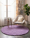 Plush Oasis Collection Area Rug - Serenity (Lilac) Round Lilac  lifestyle 44
