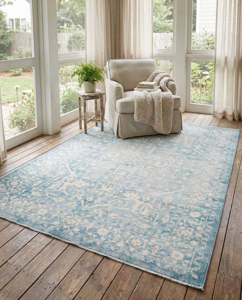 Rustic Charm Revival Collection Area Rug - Farmstead Rectangle Light Blue  lifestyle 29