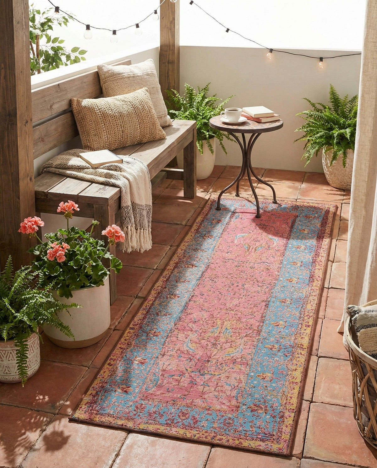 Patio Heritage Collection Area Rug -  Serenity Runner Vintage Salmon Coral  lifestyle 86