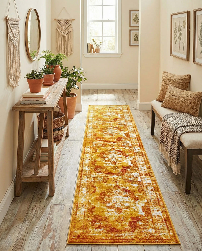 Riviera Elegance Collection Area Rug -  Menton (Orange) Runner Orange  lifestyle 51