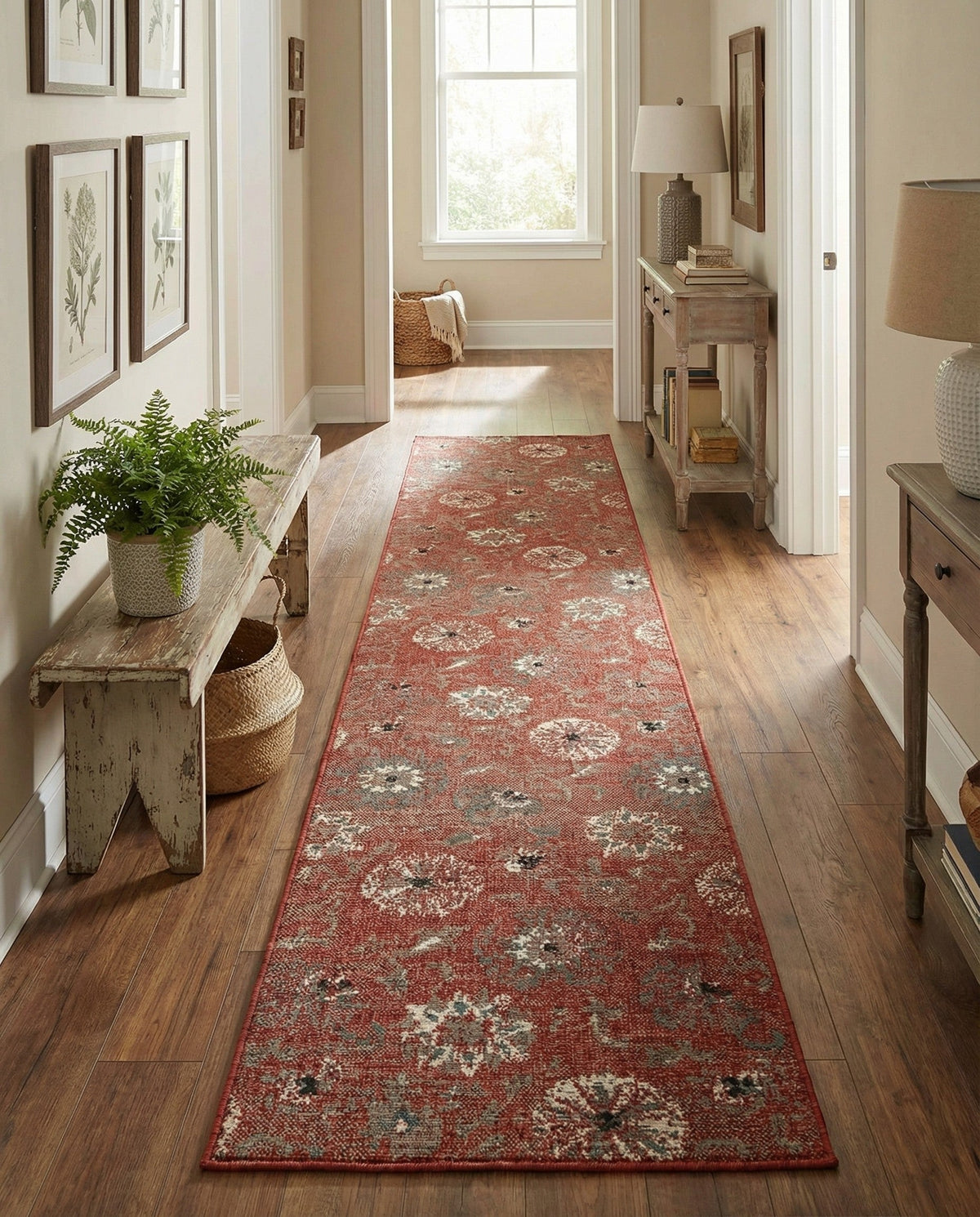 Seaside Blooms Collection Area Rug - Seychelles Runner Terracotta  lifestyle 118