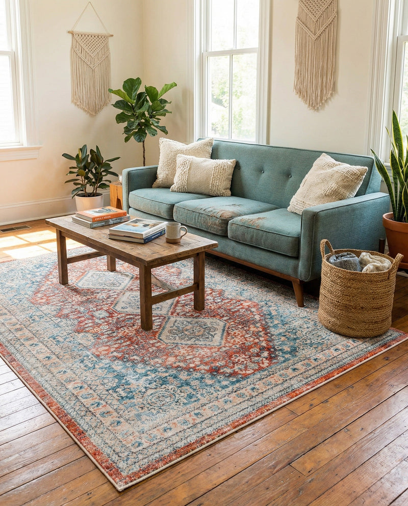 Coastal Haven Collection Area Rug -  Harborview Rectangle Red  lifestyle 42