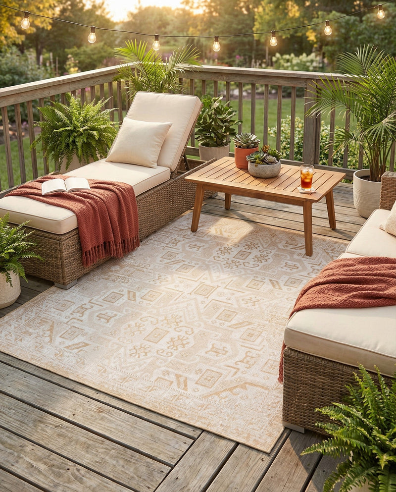 Tribal Terrace Treasures Collection Area Rug - Mayan Marina (Natural) Square Natural  lifestyle 45