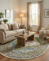 Savannah Soiree Collection Area Rug - Serengeti (Green) Oval Green  lifestyle 72