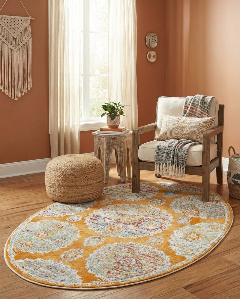 Arcadia Rugs Collection Area Rug -  Atlantis (Orange) Oval Orange  lifestyle 65