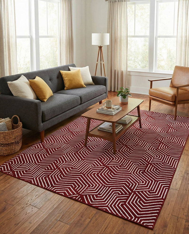 Aravalli Collection Area Rug - Udaipur Rectangle Burgundy Red  lifestyle 39