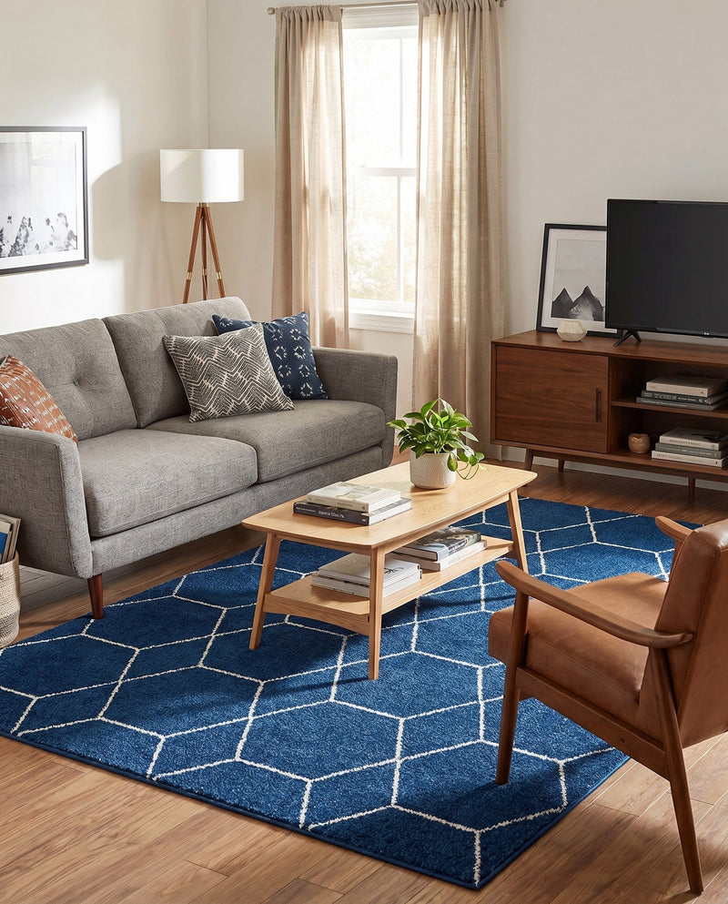 Trellis Mosaic Collection Area Rug - Arborville (Navy Blue) Rectangle Navy Blue  lifestyle 28