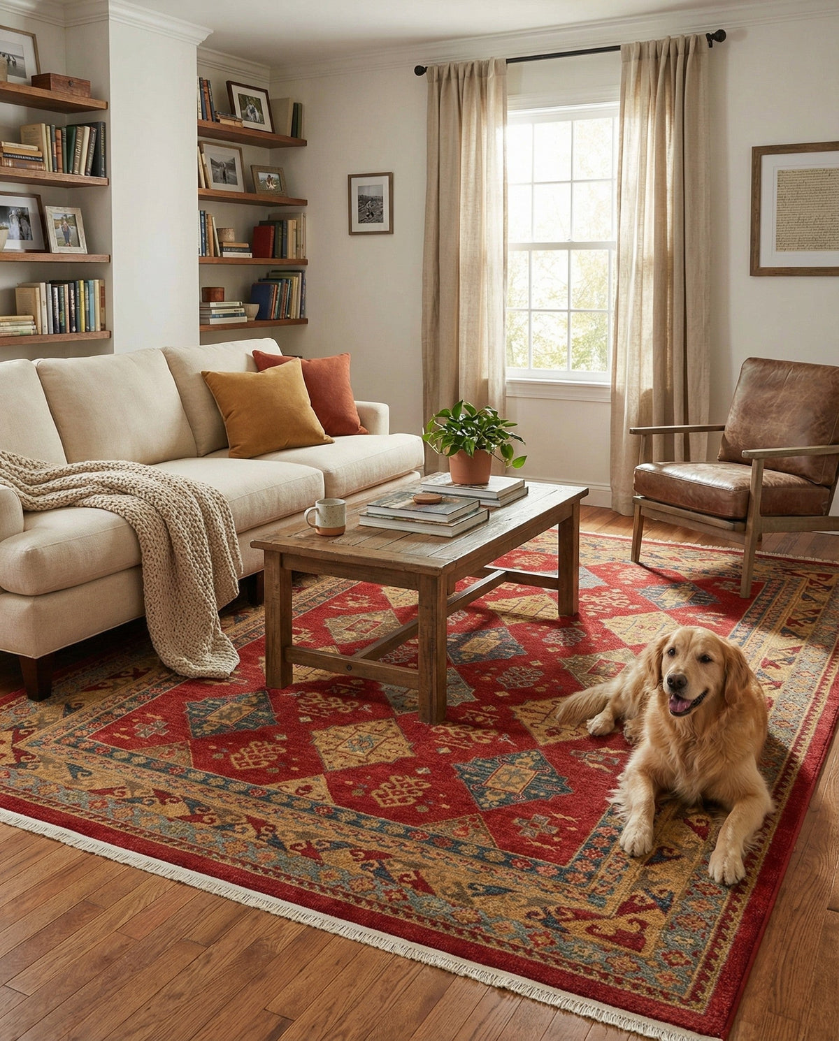 Persian Elegance Collection Area Rug -  Tabriz Rectangle Red  lifestyle 6