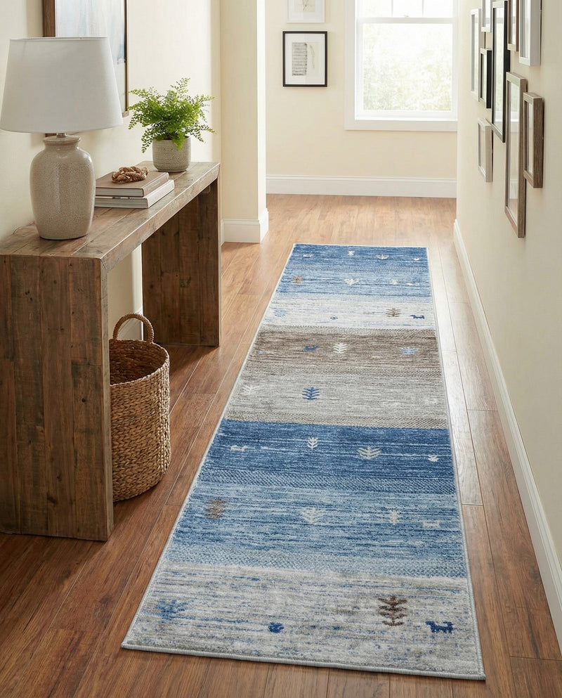 Zagros Shades Collection Area Rug -  Sisakht Runner Blue Gray  lifestyle 62