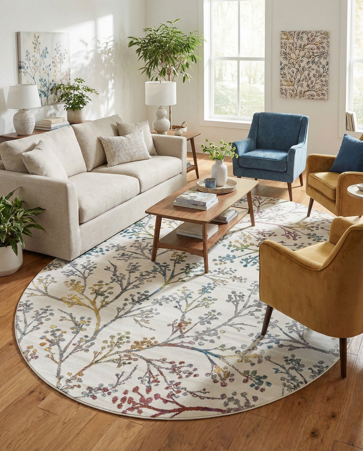 Meadow Breeze Collection Area Rug -  Sunbeam Oval Ivory  lifestyle 149