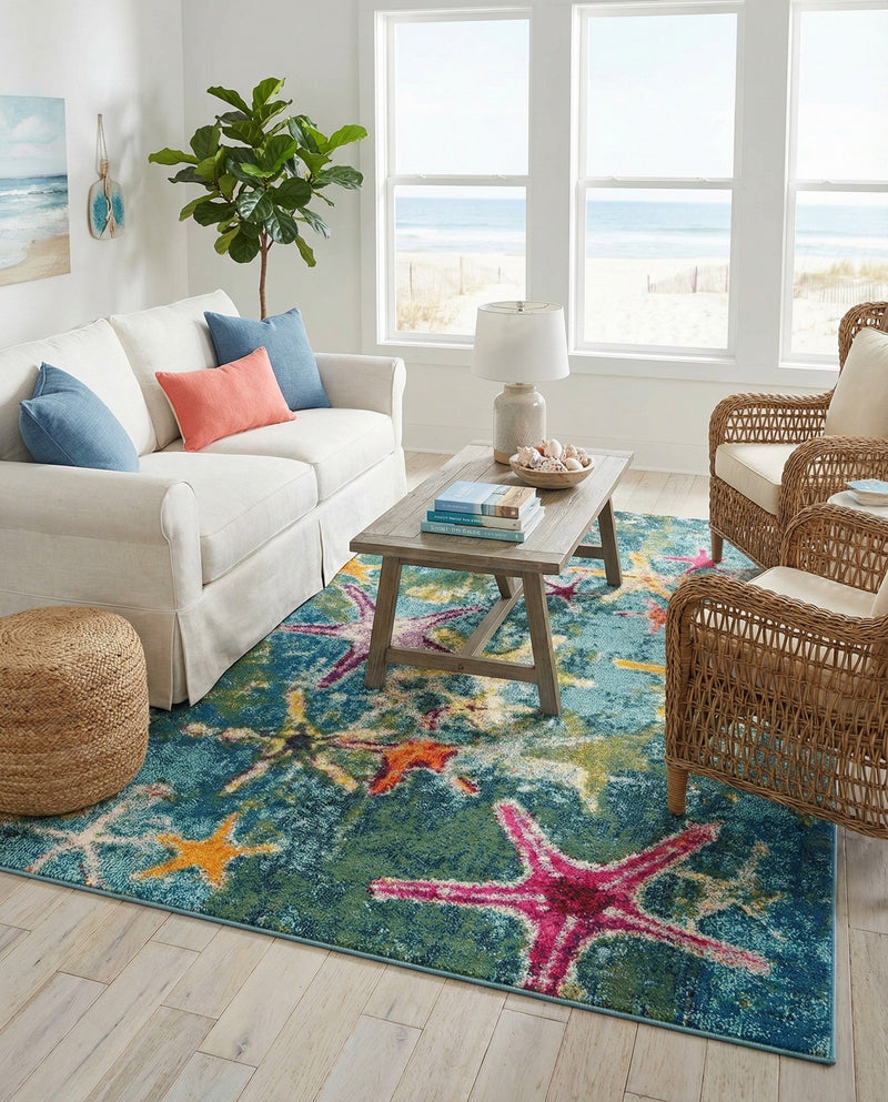 Sorrento Shores Collection Area Rug - Positano Rectangle Navy Blue  lifestyle 19