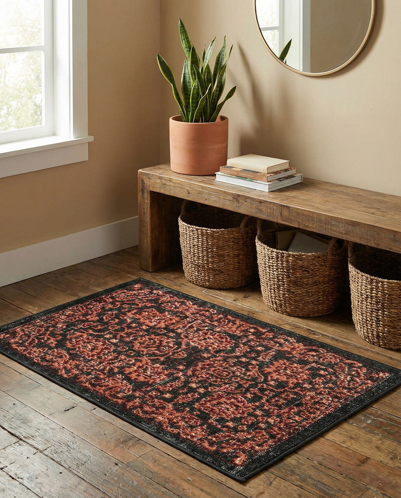 Geneva Terrace Collection Area Rug -  Lausanne Rectangle Black  lifestyle 48