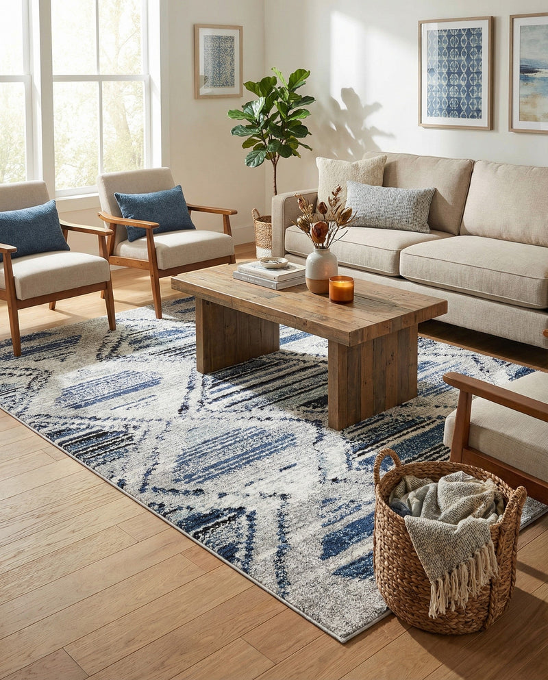Marrakech Mosaic Collection Area Rug -  Atlas Rectangle Blue Gray  lifestyle 6