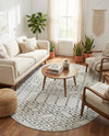 Marrakesh Lattice Collection Area Rug - Casablanca (Ivory Black) Oval Ivory Black  lifestyle 33