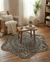 Woven Seaside Jute Collection Area Rug - Nantucket Round Black and White  lifestyle 49