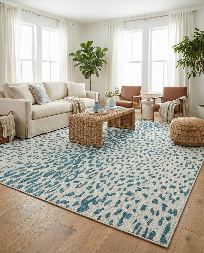Savannah Escape Collection Area Rug - Serengeti Rectangle Teal  lifestyle 15