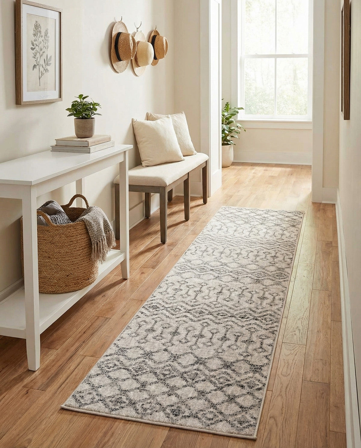 Geo Garden Lattice Collection Area Rug -  Andalusia Runner Ivory  lifestyle 193
