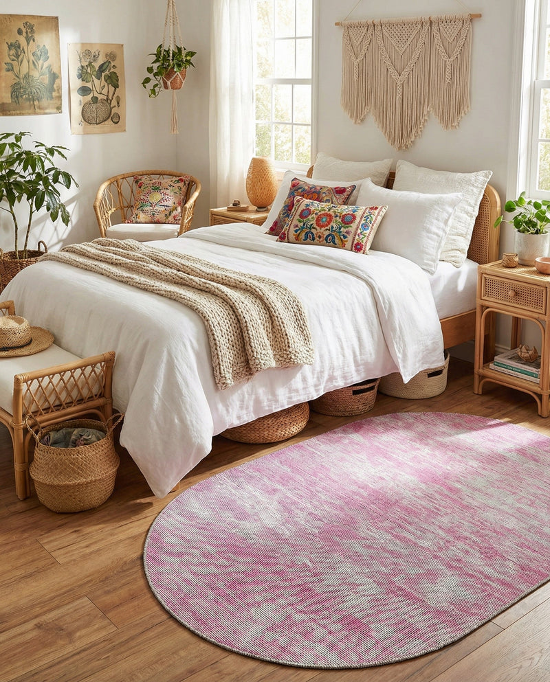 Sahara Essence Collection Area Rug - Oasis (Pink) Oval Pink  lifestyle 33