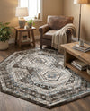 Savannah Elegance Collection Area Rug -  Tybee (Gray) Octagon Gray  lifestyle 77
