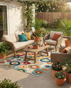 Outdoor Marrakesh Collection Area Rug -  Chefchaouen Rectangle Multi Beige  lifestyle 45