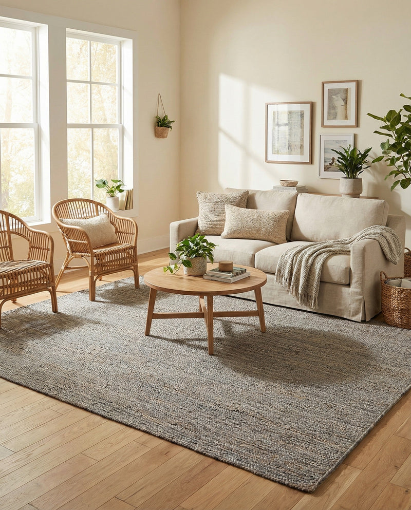 Woven Seaside Jute Collection Area Rug - Savannah (Gray) Rectangle Gray  lifestyle 19