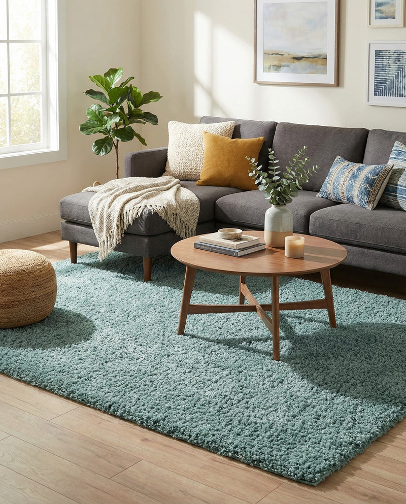 Plush Oasis Collection Area Rug - Serenity (Light Slate Blue) Rectangle Light Slate Blue  lifestyle 7